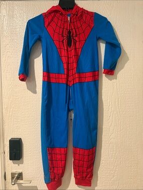 Spiderman Blue and Red Kids Hooded One-Piece Costume